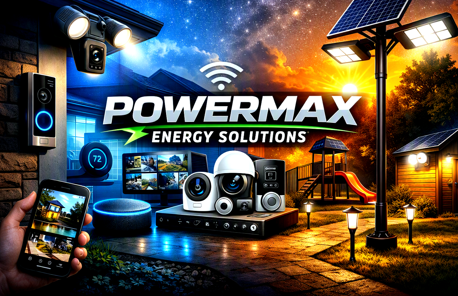 Powermax Energy Solutions: security cameras, smart home devices, solar light poles and landscape lighting