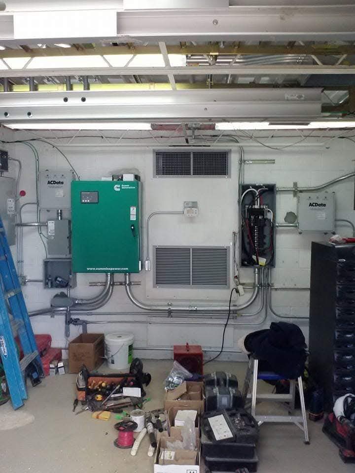 Commercial standby generator controller and automatic transfer switch with conduit runs
